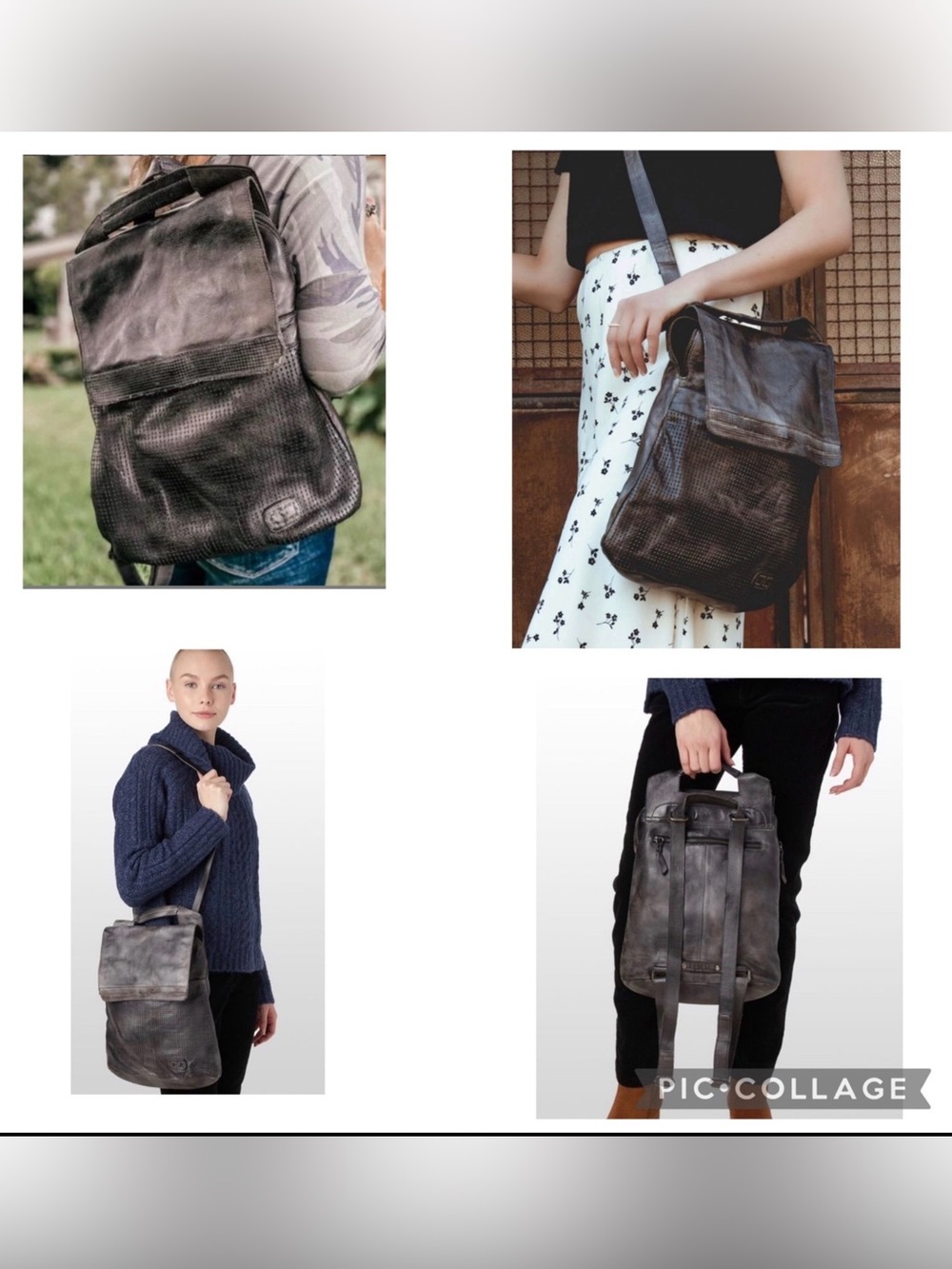 Bed Stu Patsy Convertible 4 Way Leather Backpack Bag Graphito Black MSRP $335 - Picture 14 of 14